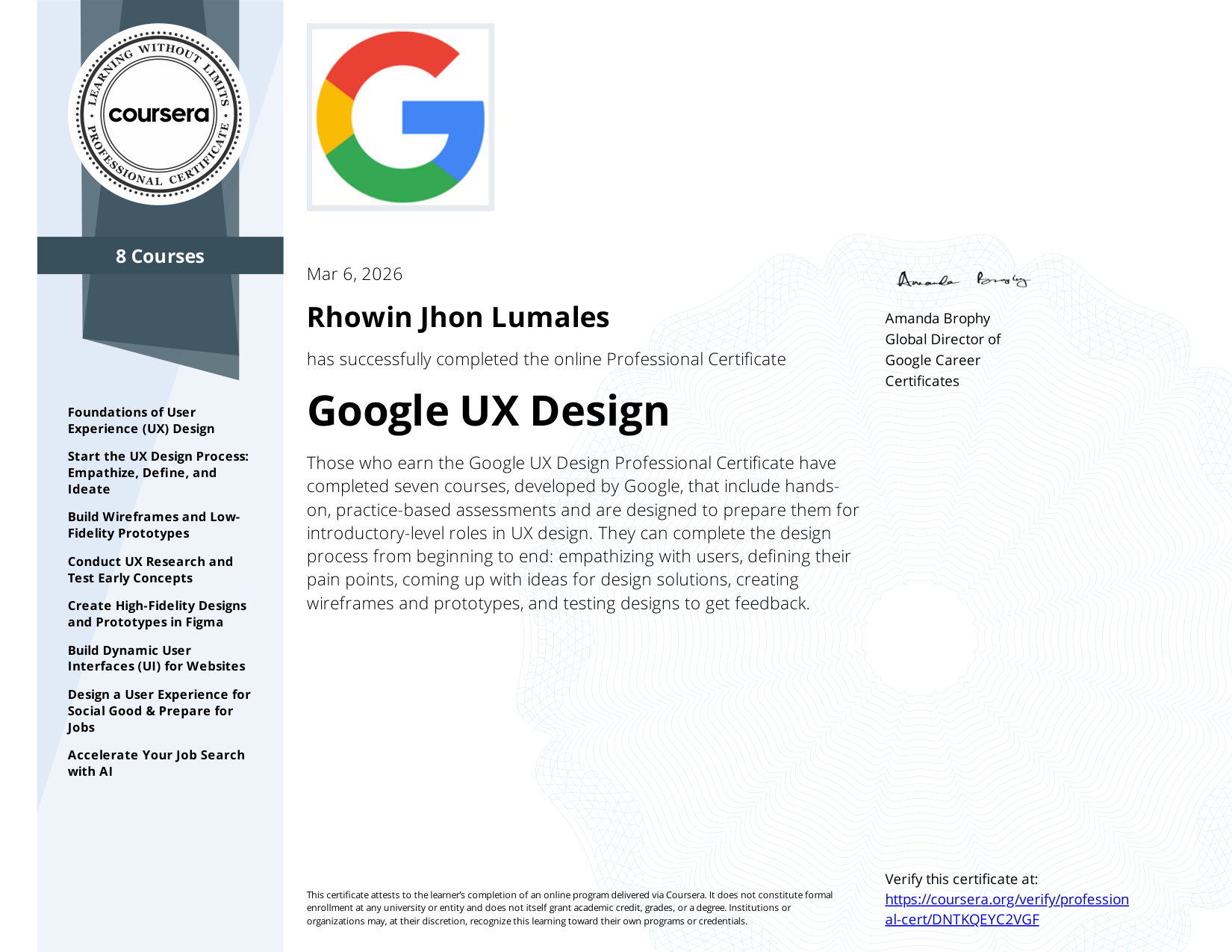 Google Professional UX Design